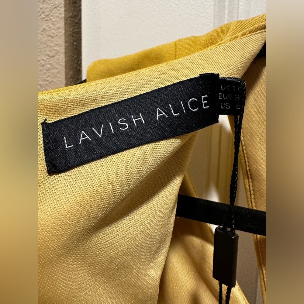 NWT 200$ Lavish Alice Midi Formal Elegant Cocktail Dress Yellow Chartreuse , 6 - Picture 5 of 14